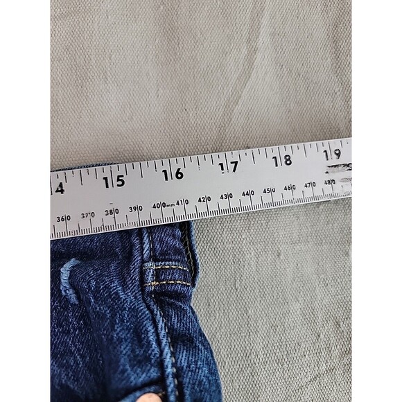 Levis 501 Jeans Mens 32x286 Dark Blue Button Fly Distressed Mid Rise Stretch - Picture 7 of 14